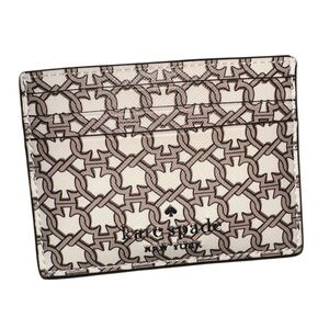 kate spade White and Brown Patterned Card Holder